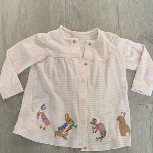 Joules Pink Striped Kids Shirt with Animal Embroidery